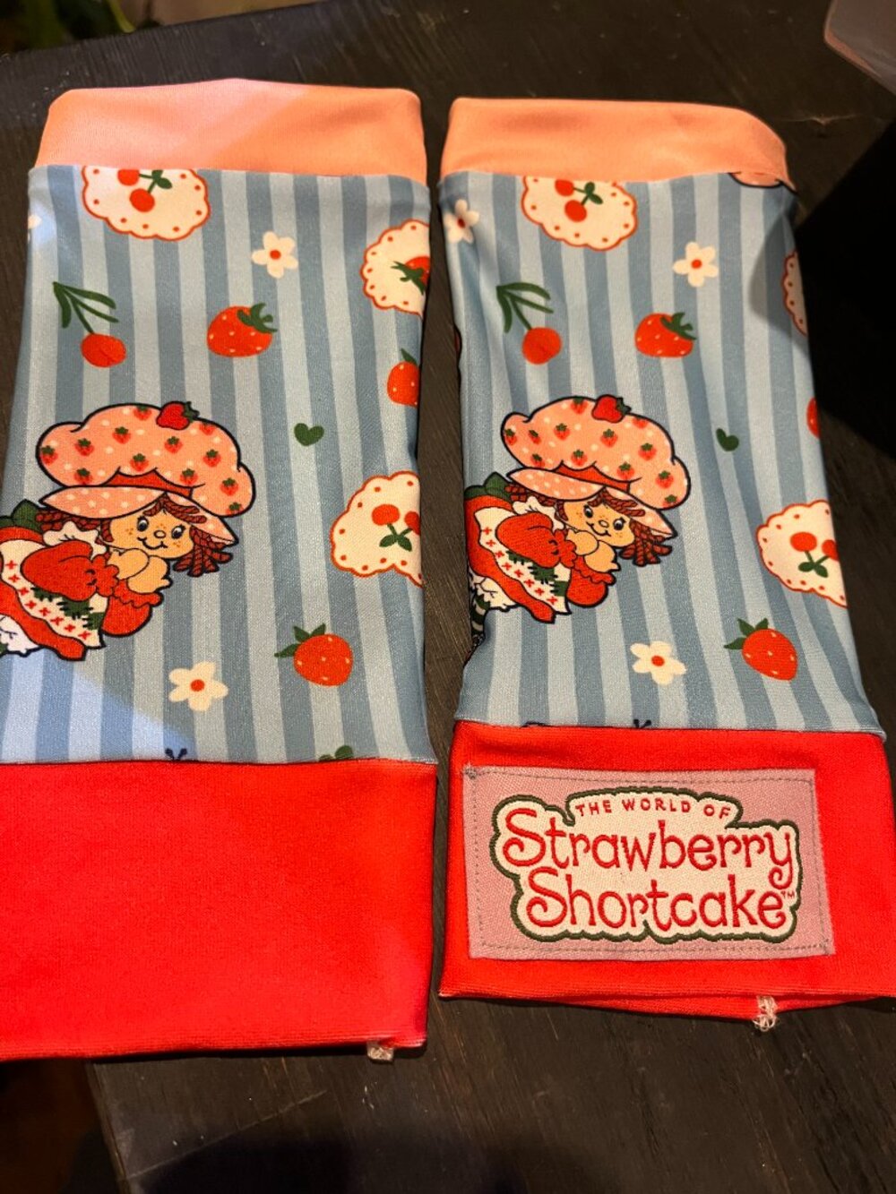 UPCYCLED Strawberry Shortcake arm warmer wrist cuffs